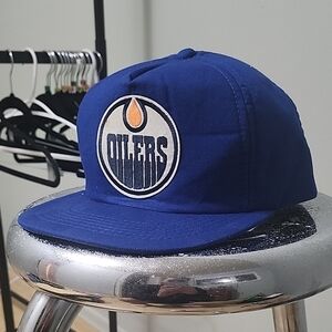 Vintage 80s Blue Edmonton Oilers Nhl Cap One Of A Kind